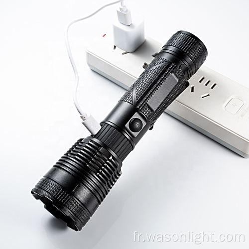 Wason Professional XHP90 High Power 2000 Lumens imperméable portable portable en aluminium Tactical Torches Tactical et lampes de poche Clip à ceinture